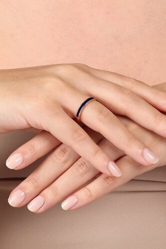 Lacivert Mineli Altın Yüzük