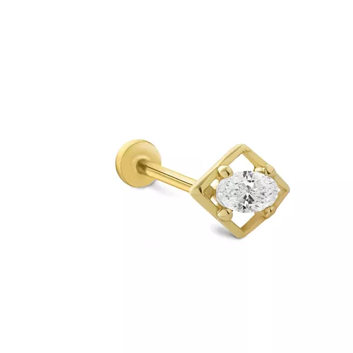 DÖRTGEN ÇERÇEVELİ MARKİZ TAŞ TRAGUS KÜPE