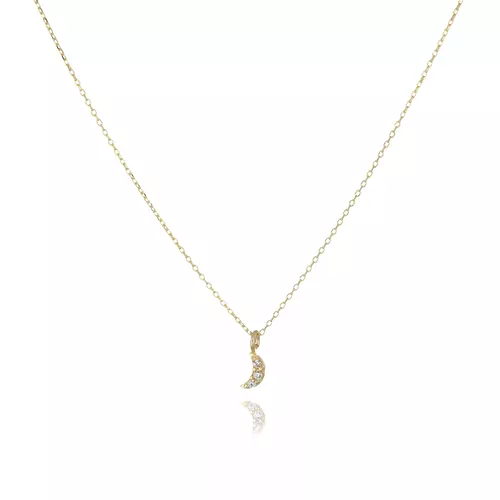 ALTIN MİNİ TAŞLI HİLAL KOLYE