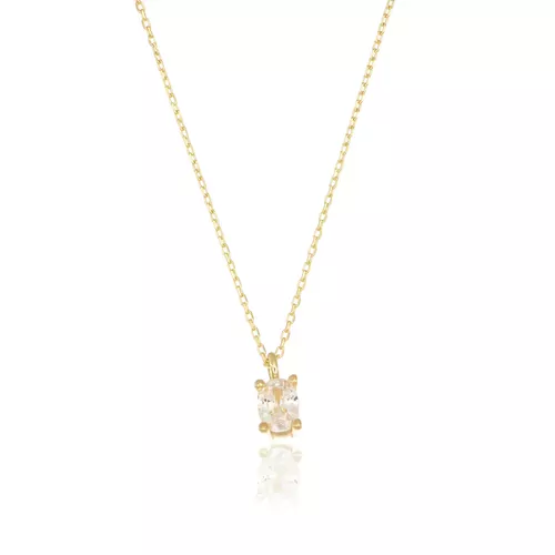 ALTIN OVAL TEKTAŞ KOLYE