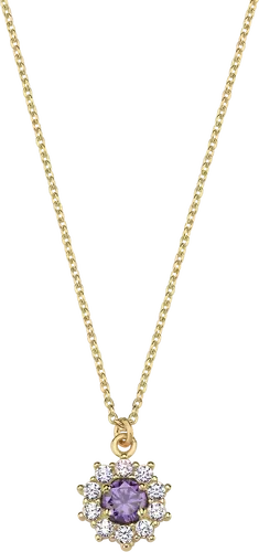 ALTIN MİNİ MOR TAŞLI ÇİÇEK KOLYE