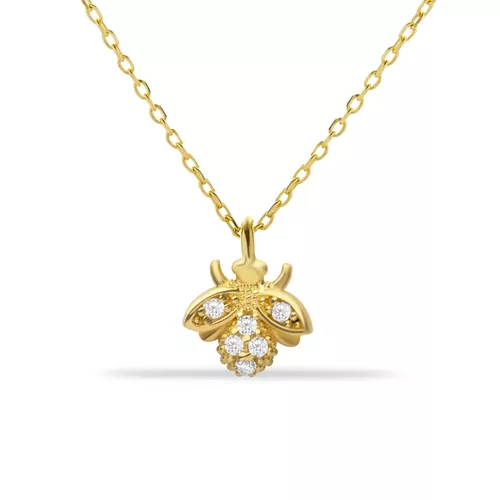 ALTIN MİNİMAL TAŞLI UĞUR BÖCEKLİ KOLYE