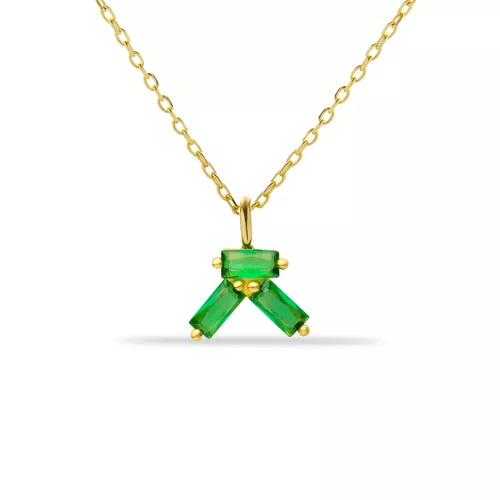 ALTIN YEŞİL TAŞLI TRİA KOLYE