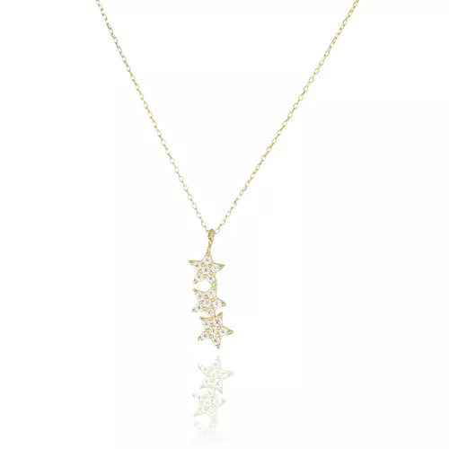 ALTIN TAŞLI SIRALI YILDIZ KOLYE