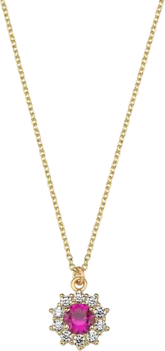 ALTIN KIRMIZI TAŞLI ÇİÇEK KOLYE