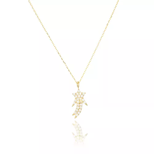 ALTIN TAŞLI KUYRUKLU YILDIZ KOLYE