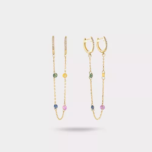 AURORA RENKLİ ZİNCİRLİ KÜPE