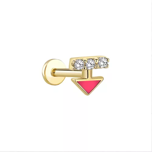 MİNELİ PEMBE ÜÇGEN TRAGUS KÜPE