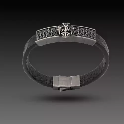 ERKEK DERİ KORDONLU KARTAL BİLEKLİK