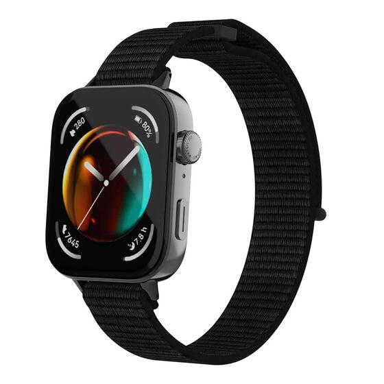 Microsonic Huawei Watch Fit 4 Pro Hasırlı Kordon Woven Sport Loop Siyah