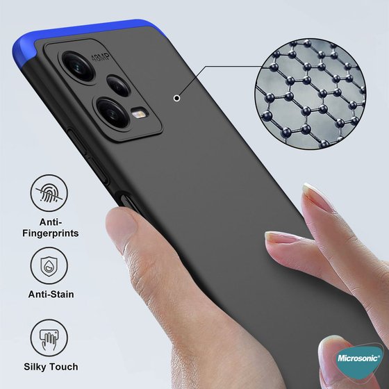 Microsonic Xiaomi Poco X5 5G Kılıf Double Dip 360 Protective Siyah Kırmızı