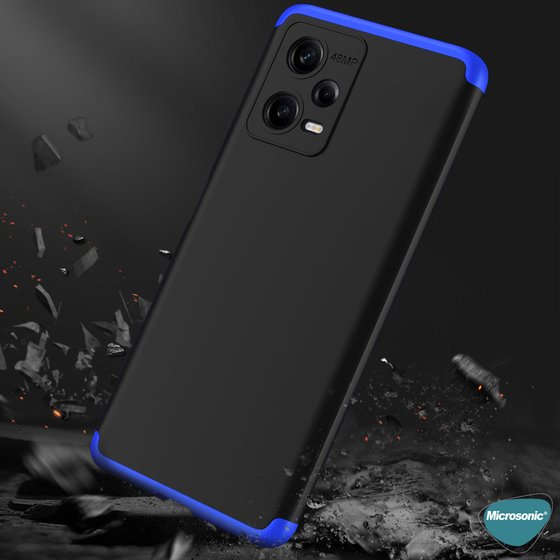 Microsonic Xiaomi Poco X5 5G Kılıf Double Dip 360 Protective Siyah Gri