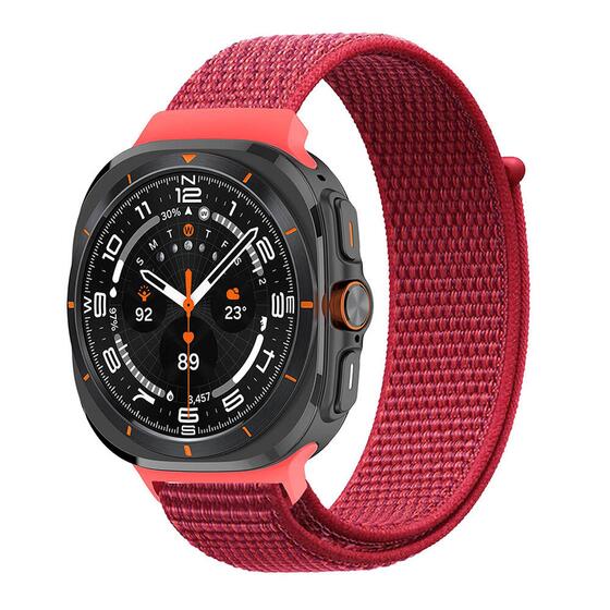 Microsonic Samsung Galaxy Watch Ultra Hasırlı Kordon Woven Sport Loop Kırmızı