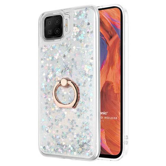 Microsonic Oppo A73 Kılıf Glitter Liquid Holder Gümüş