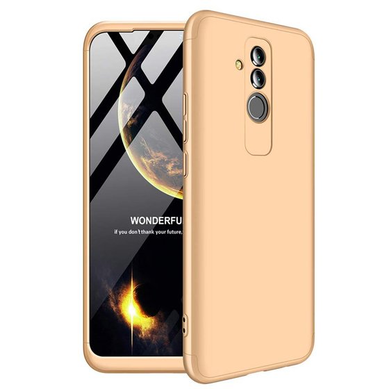 Microsonic Huawei Mate 20 Lite Kılıf Double Dip 360 Protective Gold