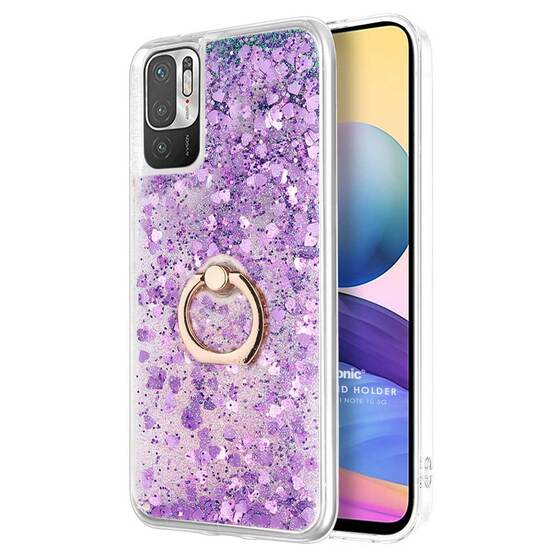 Microsonic Xiaomi Redmi Note 10 5G Kılıf Glitter Liquid Holder Mor