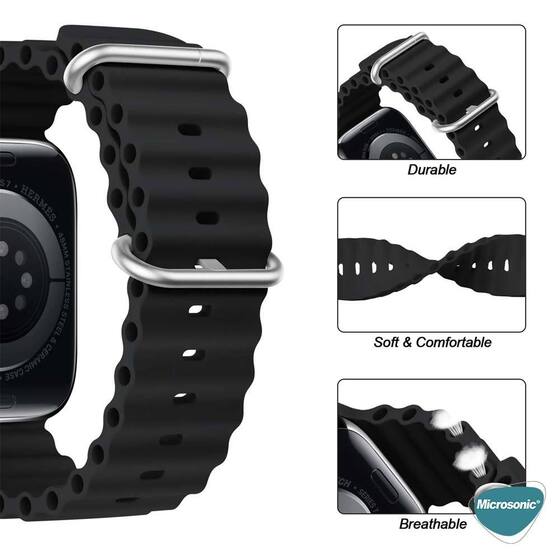 Microsonic Apple Watch Series 6 40mm Kordon Ocean Band Beyaz