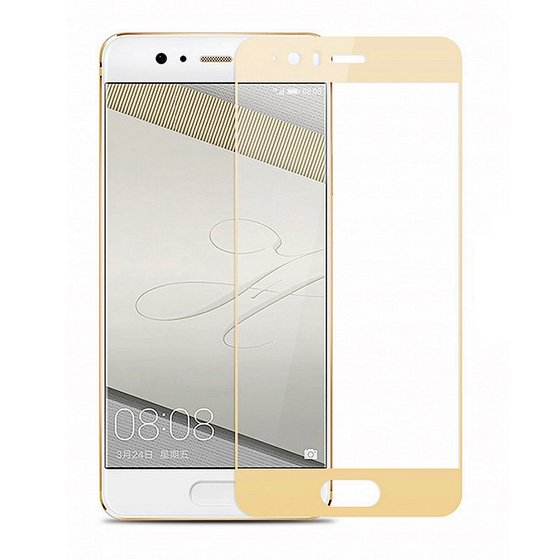 Microsonic Huawei P10 3D Kavisli Temperli Cam Ekran koruyucu Kırılmaz Film Gold