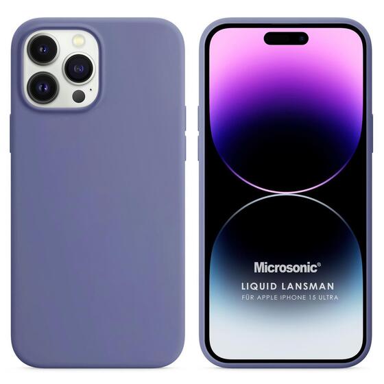 Microsonic Apple iPhone 15 Pro Max Kılıf Liquid Lansman Silikon Lavanta Grisi