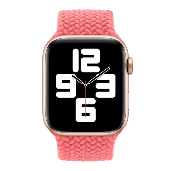 Microsonic Apple Watch Series 3 38mm Kordon, (Medium Size, 147mm) Braided Solo Loop Band Pembe