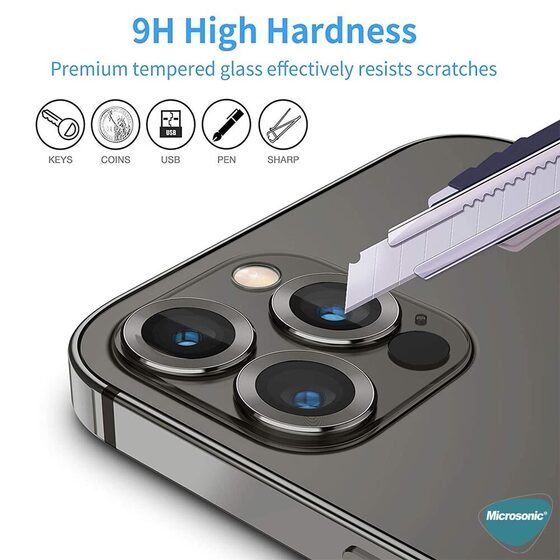 Microsonic Apple iPhone 13 Pro Max Tekli Kamera Lens Koruma Camı Renkli