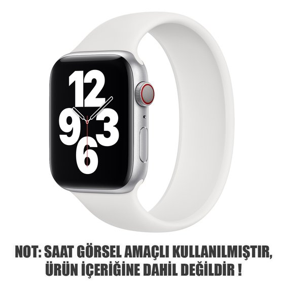 Microsonic Apple Watch SE 2022 44mm Kordon, (Large Size, 170mm) New Solo Loop Beyaz