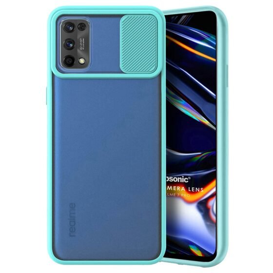 Microsonic Realme 7 Pro Kılıf Slide Camera Lens Protection Turkuaz