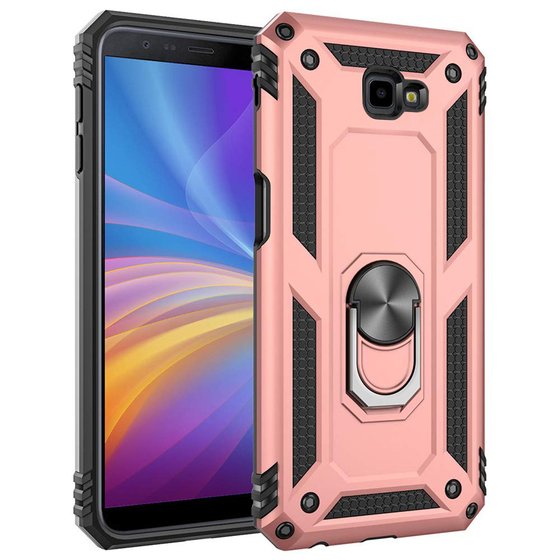 Microsonic Samsung Galaxy J4 Plus Kılıf Military Ring Holder Rose Gold