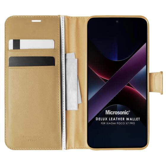 Microsonic Xiaomi Poco X7 Pro Kılıf Delux Leather Wallet Gold