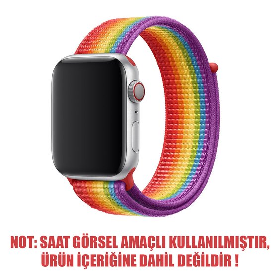 Microsonic Apple Watch Series 7 41mm Hasırlı Kordon Woven Sport Loop Pride Edition