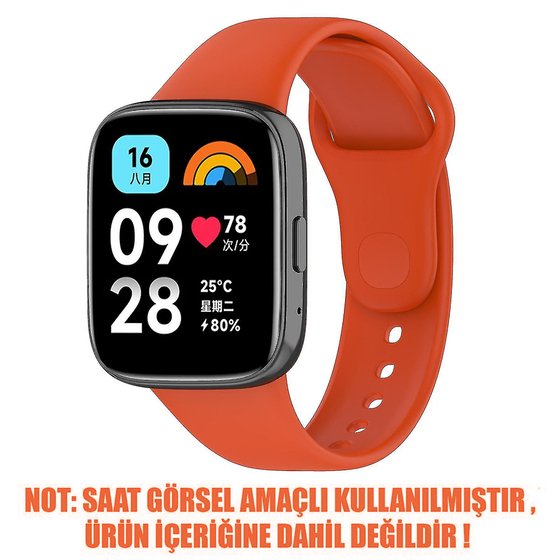 Microsonic Xiaomi Redmi Watch 3 Lite Kordon, Silicone Sport Band Turuncu