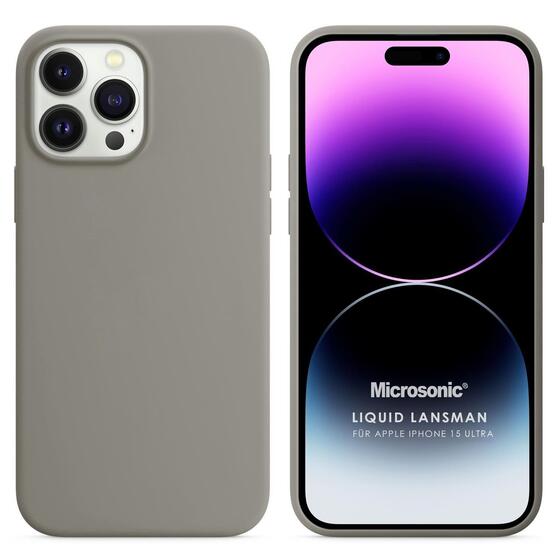 Microsonic Apple iPhone 15 Pro Max Kılıf Liquid Lansman Silikon Gri