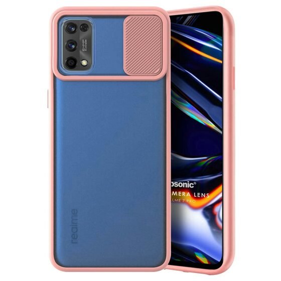 Microsonic Realme 7 Pro Kılıf Slide Camera Lens Protection Rose Gold