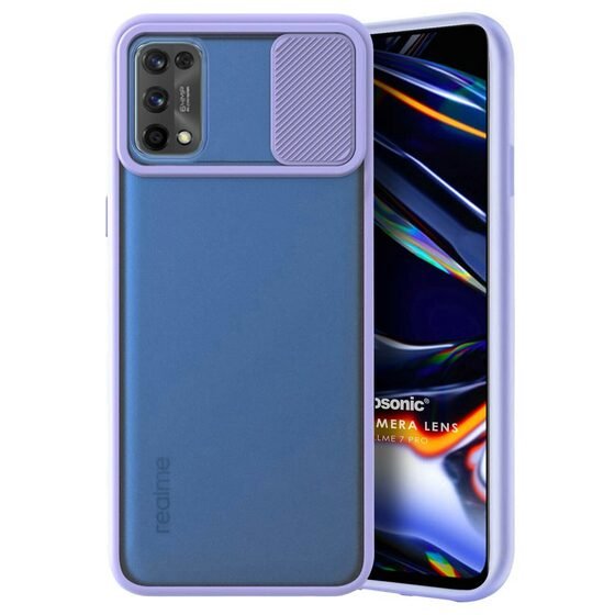 Microsonic Realme 7 Pro Kılıf Slide Camera Lens Protection Lila