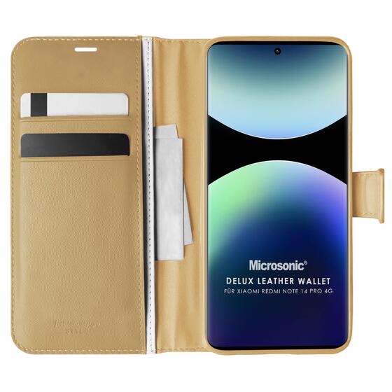 Microsonic Xiaomi Redmi Note 14 Pro 4G Kılıf Delux Leather Wallet Gold