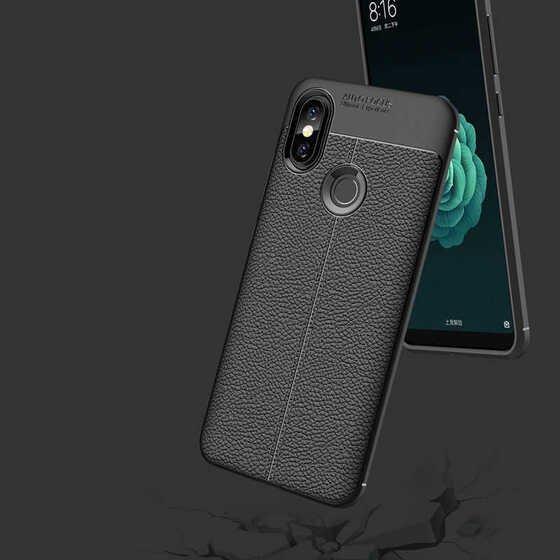 Microsonic Xiaomi Mi 8 SE Kılıf Deri Dokulu Silikon Lacivert