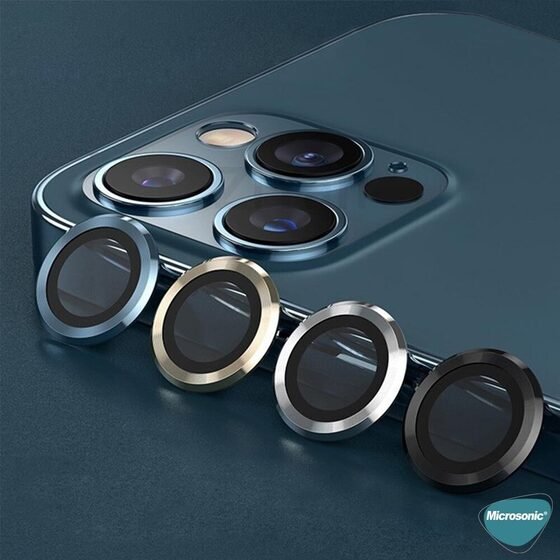 Microsonic Apple iPhone 13 Pro Tekli Kamera Lens Koruma Camı Lacivert