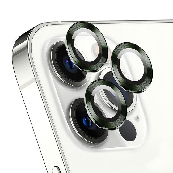 Microsonic Apple iPhone 13 Pro Tekli Kamera Lens Koruma Camı Koyu Yeşil