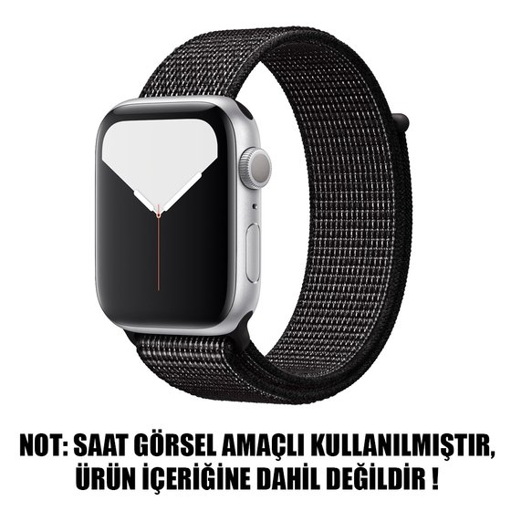 Microsonic Apple Watch Series 7 41mm Hasırlı Kordon Woven Sport Loop Siyah