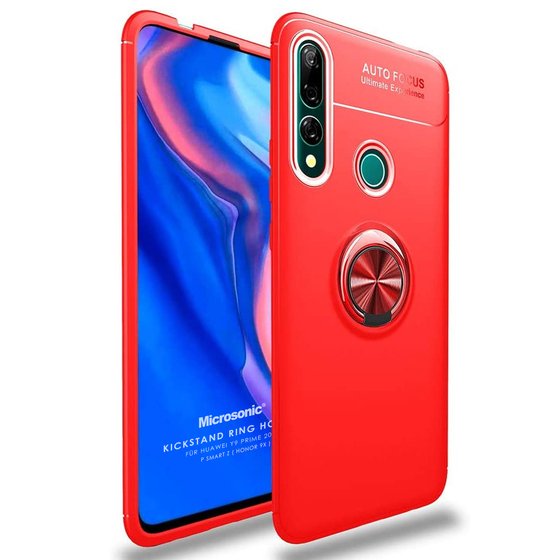 Microsonic Huawei Y9 Prime 2019 Kılıf Kickstand Ring Holder Kırmızı