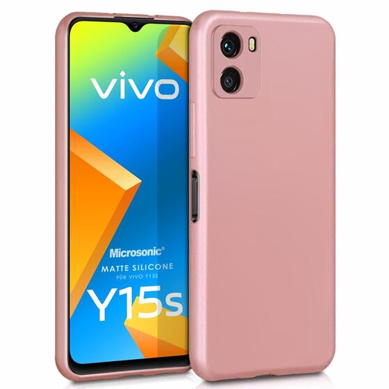 Microsonic Matte Silicone Vivo Y15s Kılıf Rose Gold