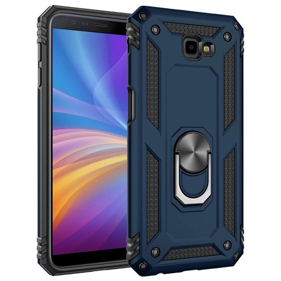 Microsonic Samsung Galaxy J4 Plus Kılıf Military Ring Holder Lacivert