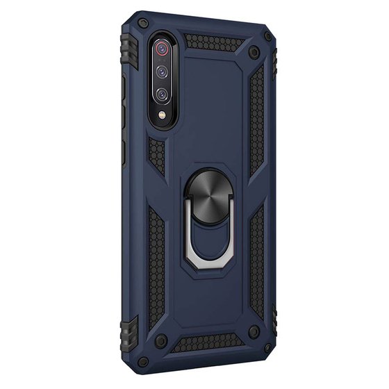 Microsonic Xiaomi Mi 9 Kılıf Military Ring Holder Lacivert