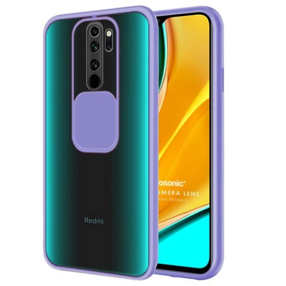 Microsonic Xiaomi Redmi 9 Kılıf Slide Camera Lens Protection Lila