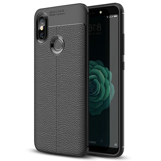 Microsonic Xiaomi Mi A2 (Mi 6X) Kılıf Deri Dokulu Silikon Siyah