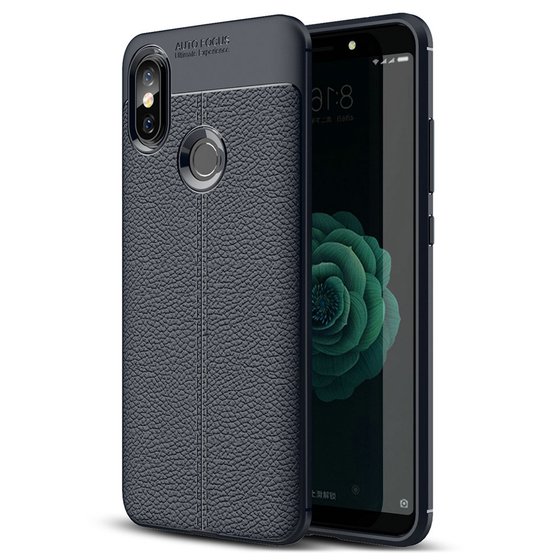 Microsonic Xiaomi Mi A2 (Mi 6X) Kılıf Deri Dokulu Silikon Lacivert