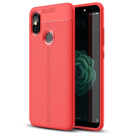 Microsonic Xiaomi Mi A2 (Mi 6X) Kılıf Deri Dokulu Silikon Kırmızı