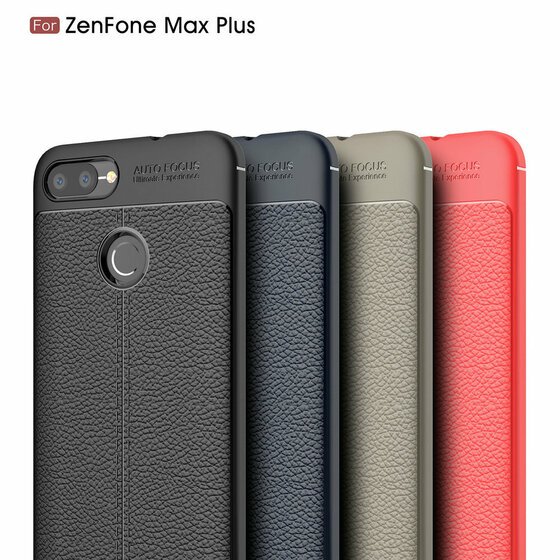 Microsonic Asus Zenfone Max Plus M1 (5.7'') ZB570TL Kılıf Deri Dokulu Silikon Siyah