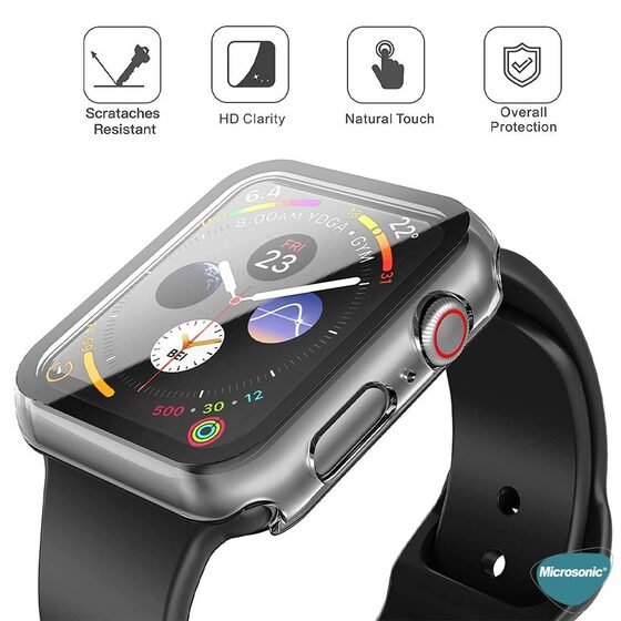 Microsonic Apple Watch Series 10 46mm Kılıf Diamond Taşlı Clear WatchBand Şeffaf