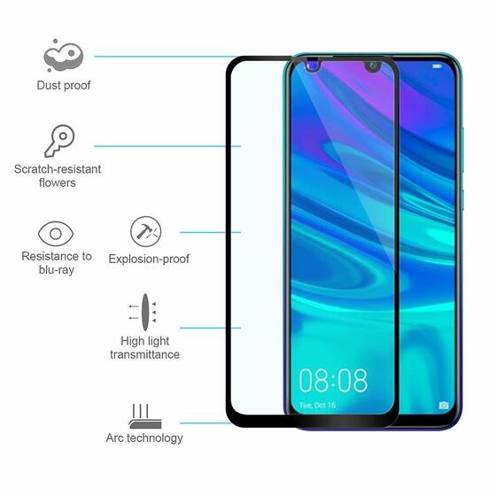 Microsonic Huawei Y7 Prime 2019 Tam Kaplayan Temperli Cam Ekran koruyucu Siyah